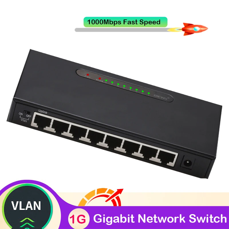 Интеллектуальный коммутатор vlan 8 портов гигабитный хаб Vlan сетевой