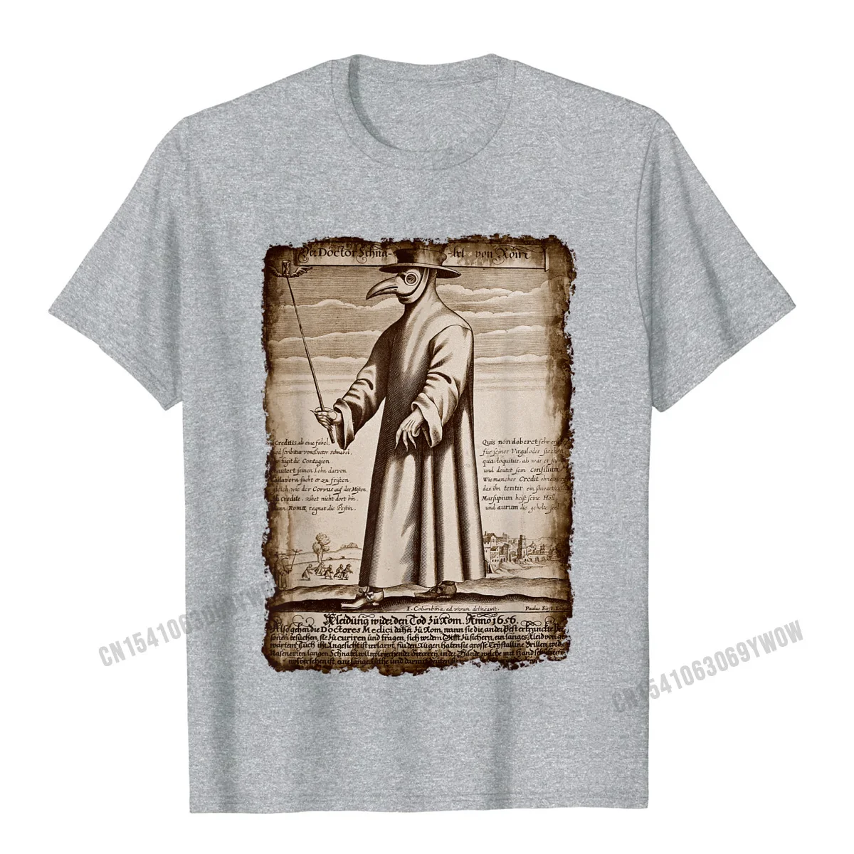 Street 100% Cotton Fabric T Shirts for Men Short Sleeve Tops Shirts 2021 New Fashion ostern Day Crew Neck Tops Shirts Normal Plague Doctor Macabre Medieval Steampunk Horror T-Shirt__1085 grey