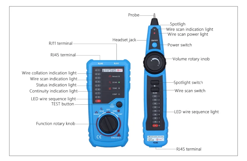 rj45, detector de fio telefônico e rastreador de linha ethernet e toner