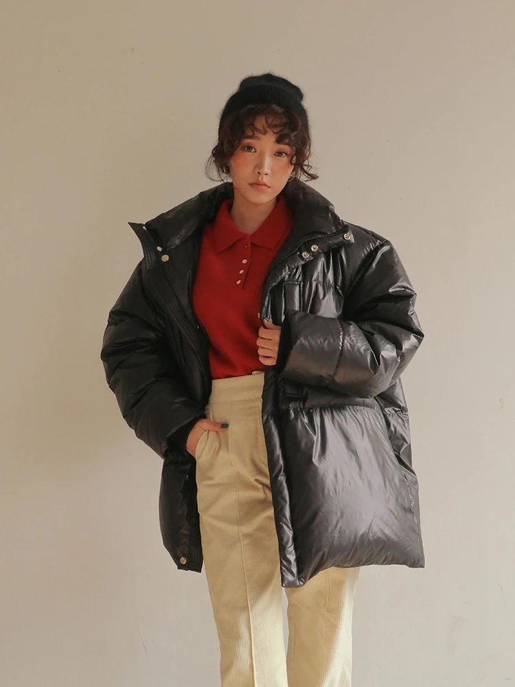 WHITNEY WANG Parkas зимняя модная уличная однотонная парка с капюшоном больших размеров Женское пальто с хлопковой подкладкой плотное зимнее пальто