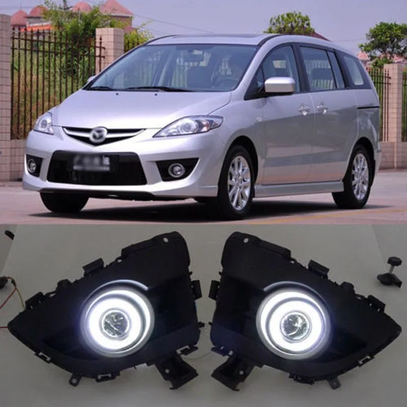 

LED COB Angel Eye Rings Front Projector Lens Fog Lights Assembled Lamp Bumper Replacement Cover Fit For Mazda 5 2008-2010