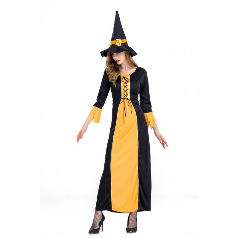 Костюм на Хэллоуин для взрослых костюм ведьмы косплей Бар вечерние костюмы для выступлений платье черный L