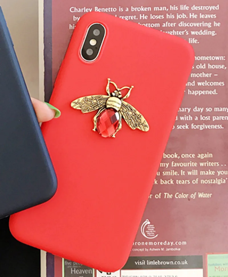 Роскошный бренд 3D Алмазный Металл пчела милый ТПУ мягкий чехол для iPhone X XR XS MAX 6S 7 8 plus для samsung S8 S9 S10 Note 9 чехол - Цвет: D