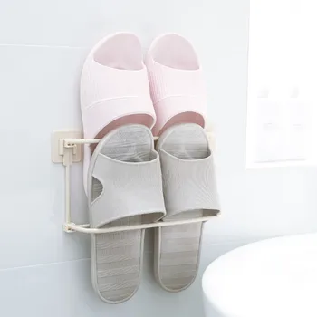 

Storage rack household plastic wall hangers slippers storage storage box home simple wall-mounted folding slippers rack #20