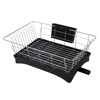 

2-Tier Dish Drying Rack Stainless Steel Dish Rack with Drainboard Swivel Spout