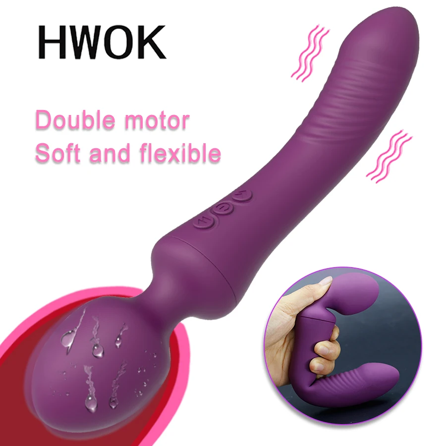 HWOK AV вибратор для женщин Вагина Стимулятор клитора два мотора массажер тела