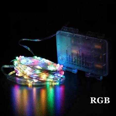 RGB Пульт дистанционного управления AA батарейный светодиодный Сказочный свет 5 м 10 м Медный Серебряный провод Волшебные лампочки на батарейках для рождества свадьбы праздника - Испускаемый цвет: RGB