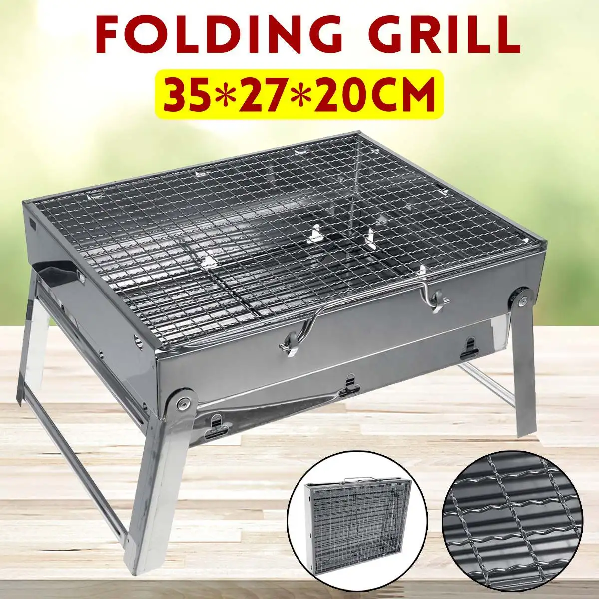 Patio Barbecue Charcoal Grill Foldable BBQ Grills Stove Stainless Steel