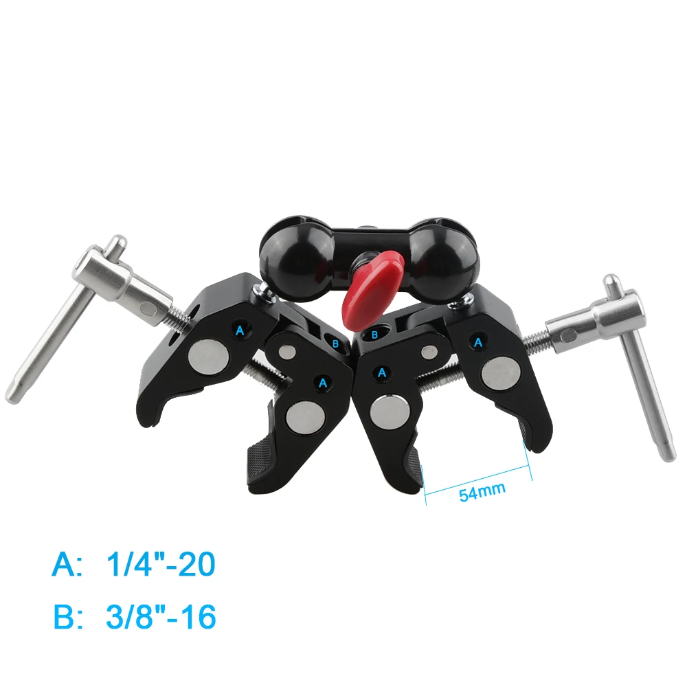 Super Clamp with Double Crab-Shaped Clamps Articulating Magic Arm with 360°Sw