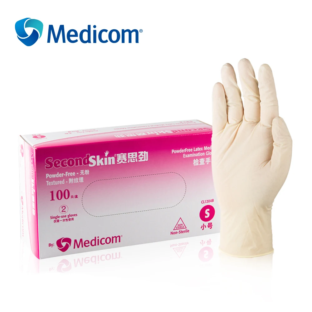 Medicom 1204B 100 шт одноразовые латексные перчатки без порошка сильные эластичные рабочие перчатки для домашнего питания медицинские лабораторные