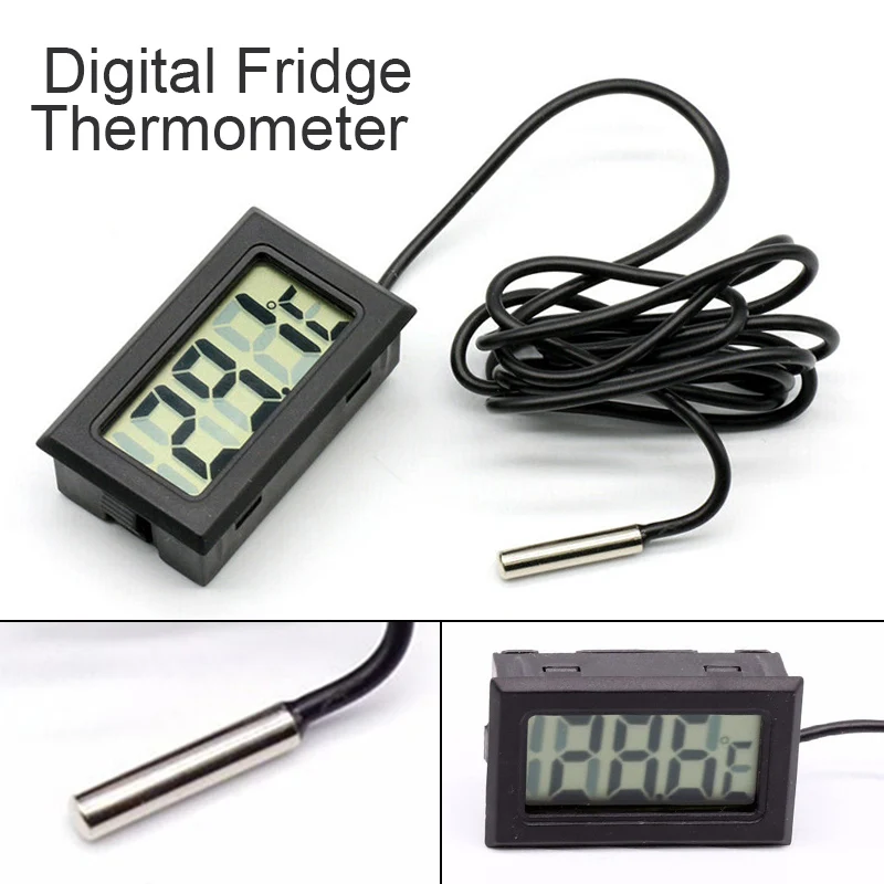 LCD Digital Probe Refrigerator Freezer Thermometer Aquarium Car Sensor -50~110&deg;C