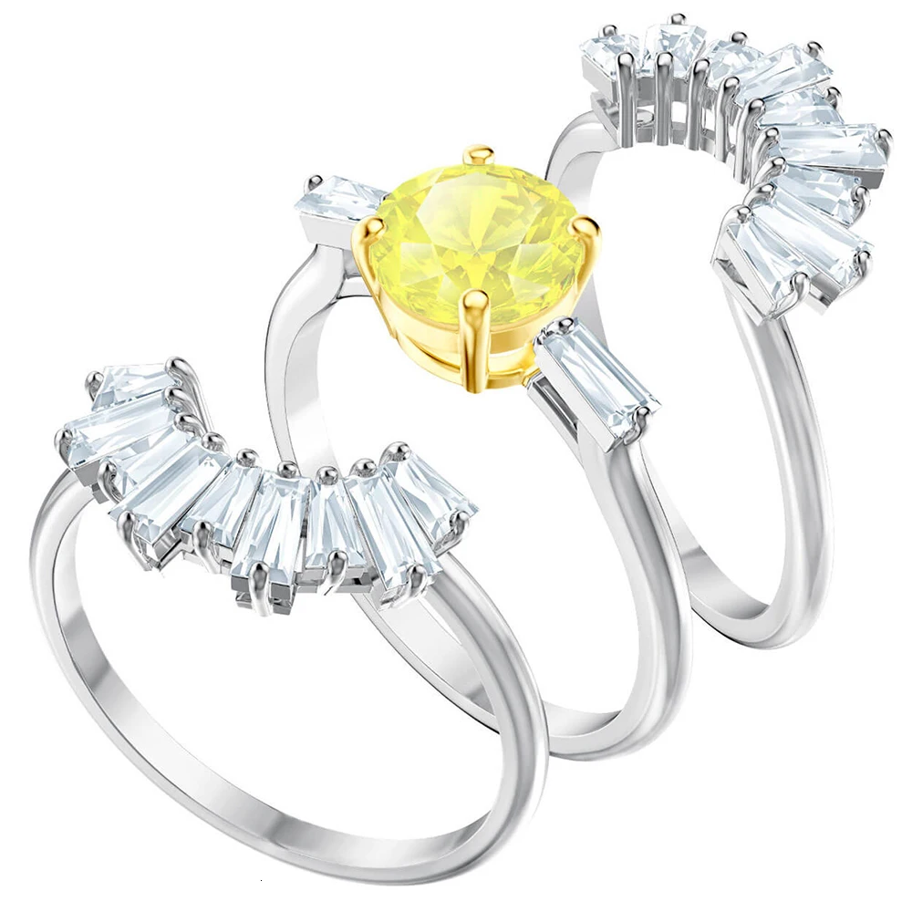MANDY Sun Ring костюм универсальный элегантный набор из трех в одном колец золотой очаровательный кристалл Подходит для невесты модные аксессуары