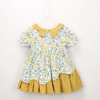 

2-7age Kids clothes girl floral doll collar dress with fashionable big skirt princess dresses children clothing girl party dress