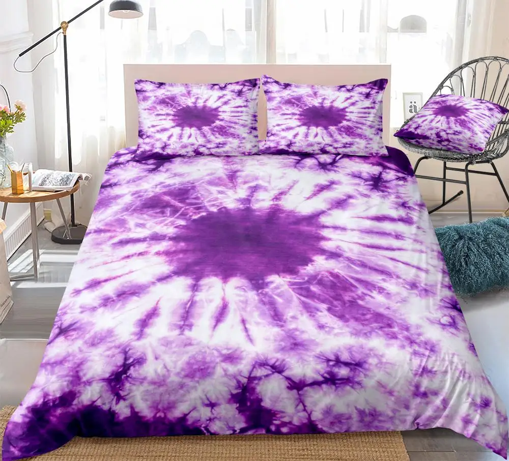 Tie Dye Bedding Purple Tie Dyed Duvet Cover Set Microfiber Quilt