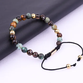 New Fashion Women Men Jewelry Bracelet Natural Stone Mix Beaded Woven Adjustable Bracelet Women Men jewelry Gift