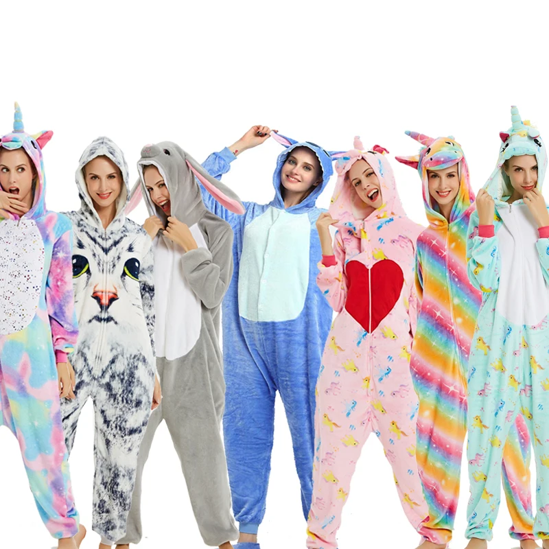 Kuguurumi Onesie для взрослых женщин животных единорог пижамы костюм фланелевые теплые