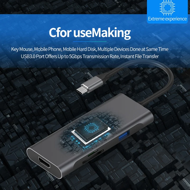 Горячий-Blueendless 7 в 1 Usb-C type C 3,1 сплиттер Usb3.0 Hdmi Tf/Sd кардридер Pd концентратор адаптер для Macbook Pro Usb C концентратор