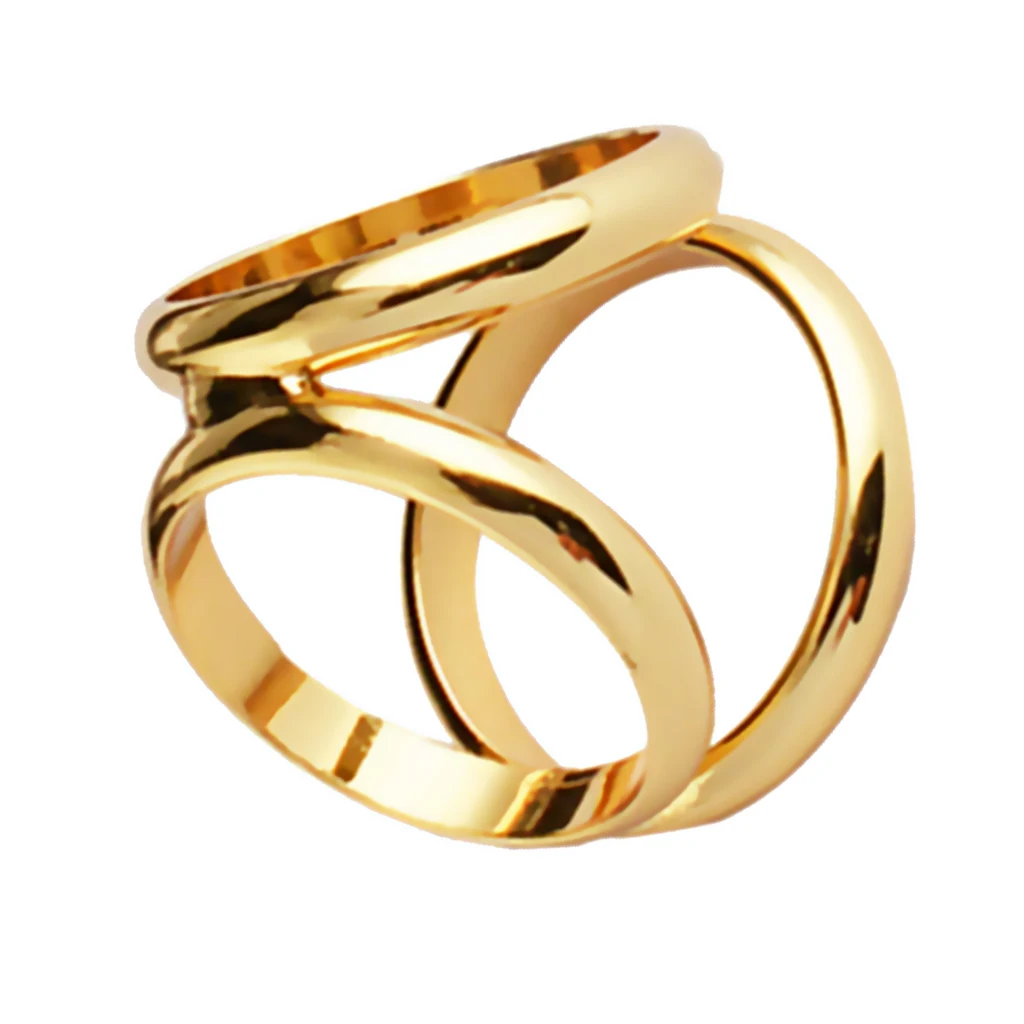 Tricyclic Round Gold Tone Scarf Ring Silk Scarf Clip Three Rings Buckle Lady Girls Fashion Jewelry