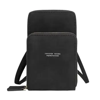 

Multi-function Women Money Phone Purse PU Leather Retro Shoulder Crossbody Bags Pure Color Student Ladies Mobile Phone Bags