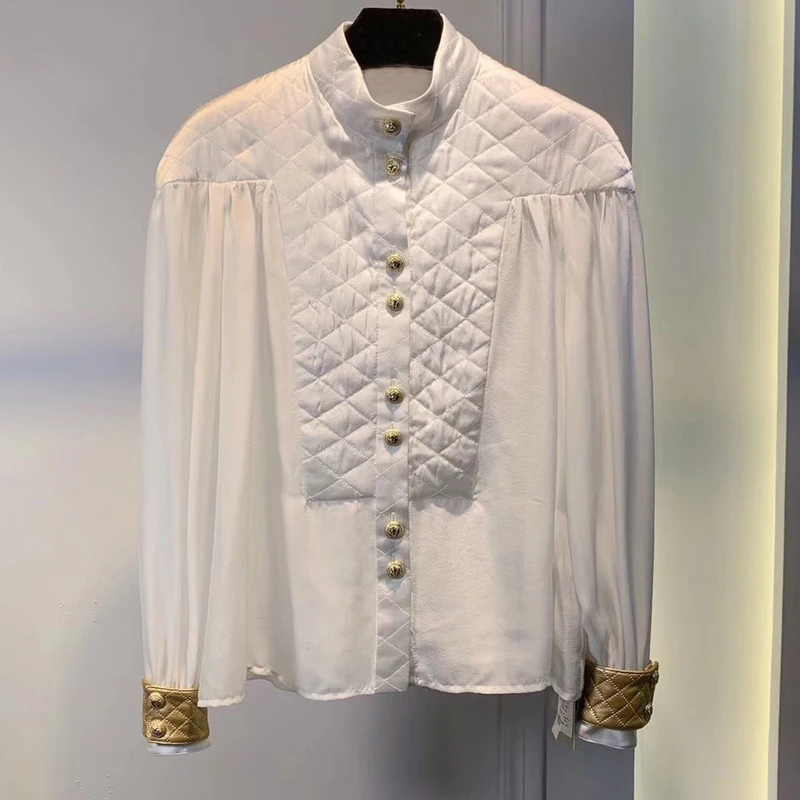 Designer Women's Sets Fashion High Quality Silk White Blouse and Short Skirt for Women