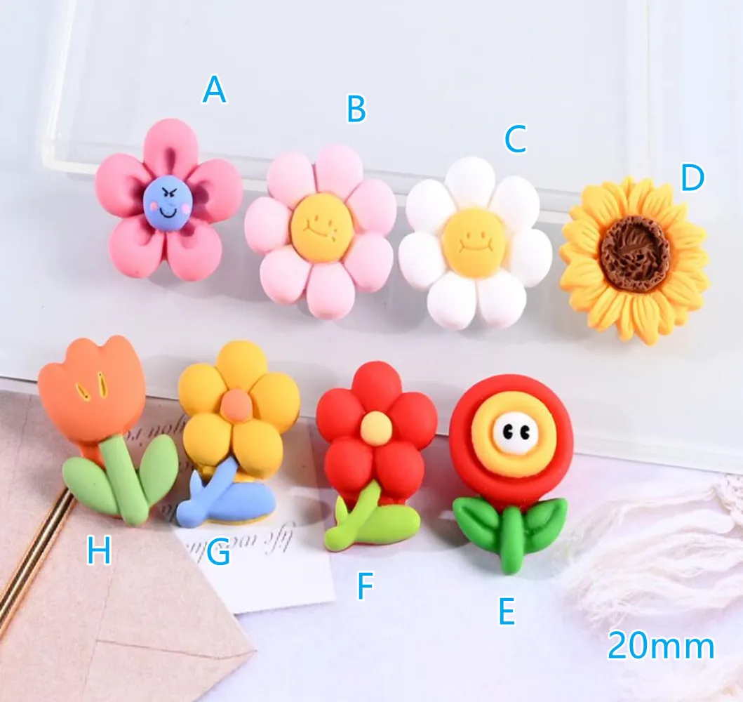 

Lucky Flower Flat Back Resin Cabochons Kawaii Flowers 20pcs DIY Flatback Cabochon Embellishment Accessories Scrapbooking