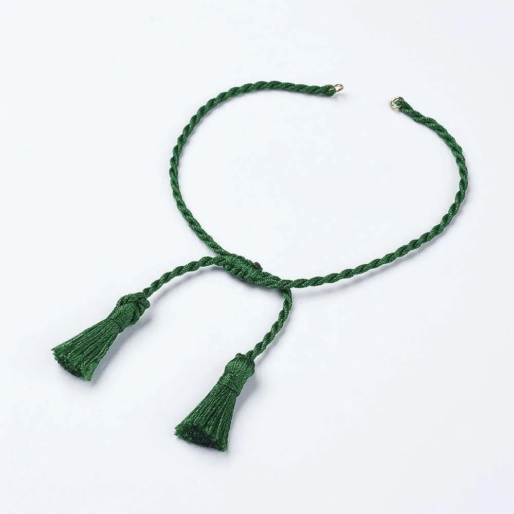 Green 10 шт полиэфирных плетенных браслетов DIY с кисточкой для самостоятельного изготовления ювелирных изделий 10-7/"(270 мм) кисточки: 23x6 мм - Цвет: Green