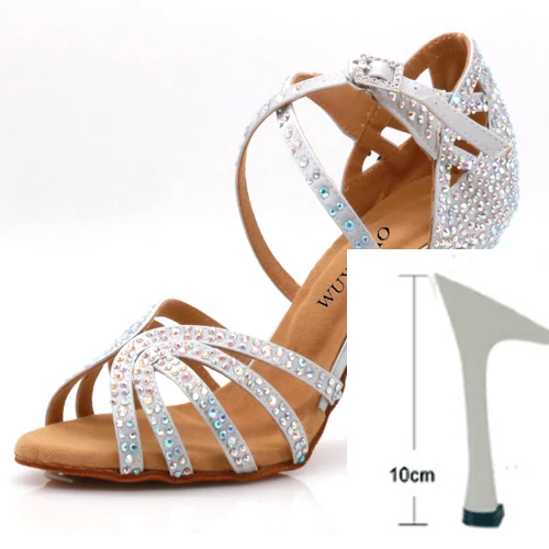 silver heel 10cm WUXIJIAO джаз обувь латинские танцевальные туфли женские латинские Сальса девушка повседневная обувь серебро бронза кожа обувь - Цвет: silver heel 10cm