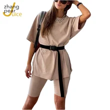 Women Casual Loose T-shirt & Shorts Sets Women's Two Piece Set Solid Sports Fashion Leisure Suit 2 Piece Set
