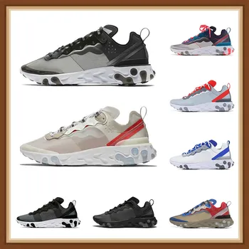 

New react element 87 55 running shoes for men women lightweight triple bone black white royal solar red men trainers sport sneak