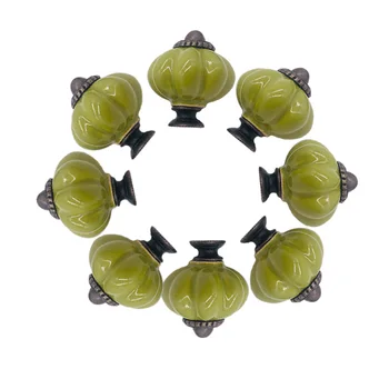 

8x New Jade Green Ceramic knobs Porcelain pulls Handles for Doors Drawer Cupboard Kitchen Cabinet wardrobe Single hole knob