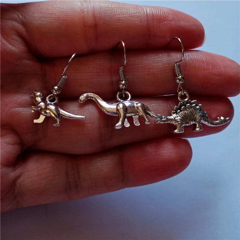 Boucles d'oreilles de dinosaure Antique couleur argent, boucles d'oreilles  brontosaure original Punk Geekery bijoux amusants pour hommes et femmes |  AliExpress