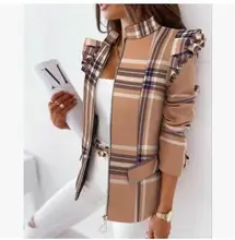 Chaqueta de manga larga con volantes para mujer, traje con cremallera, a la moda, otoño e invierno, 2021