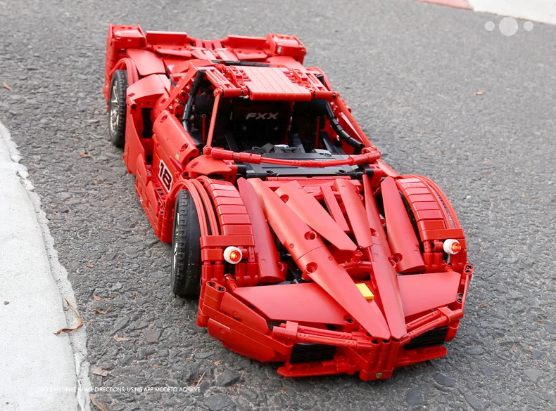 Автомобильный 1:8 с функцией двигателя красный FXX гоночный спортивный автомобиль 2,4 ГГц приложение RC модель автомобиля строительные блоки совместимы с MOC-5889 MOC-5902