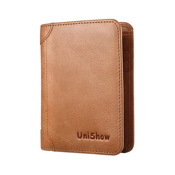 

Unisex Leather Wallet Women And Men Purse Small Size Three Fold Genuine Leather Ladies Men Wallet Card Id Holder Purse Retro