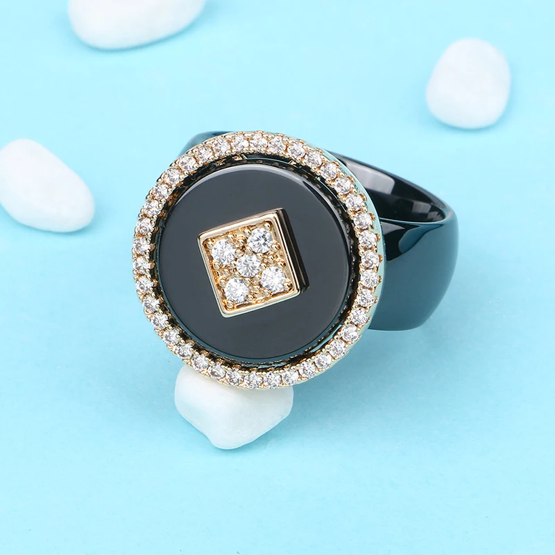 Big Oversize Women Rings Healthy Comforfit Never Fade Color Fashion Jewelry Gift CZ Crystal Women Rings