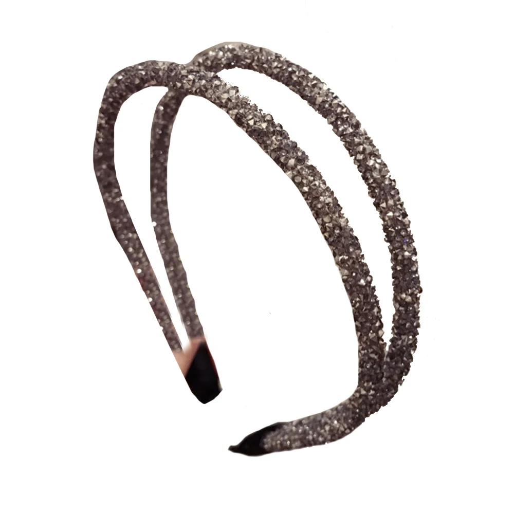 D Новинка горный хрусталь Hairband для женщин полный Алмаз супер вспышка Двойной Кристалл Сторона Тонкий волос головная повязка, аксессуары для волос - Цвет: D