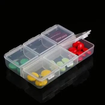 

1 Pc 6-grids Pill Box Compact Double Row Transparent Pill Case Medicine Box Vitamin Storage Box for Home Hiking Camping Travel