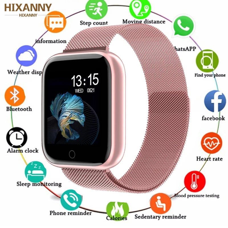 

2019New Women Waterproof Smart Watch T80 Bluetooth Smartwatch For Apple IPhone IOS Heart Rate Monitor Fitness Tracker PK P70 B57