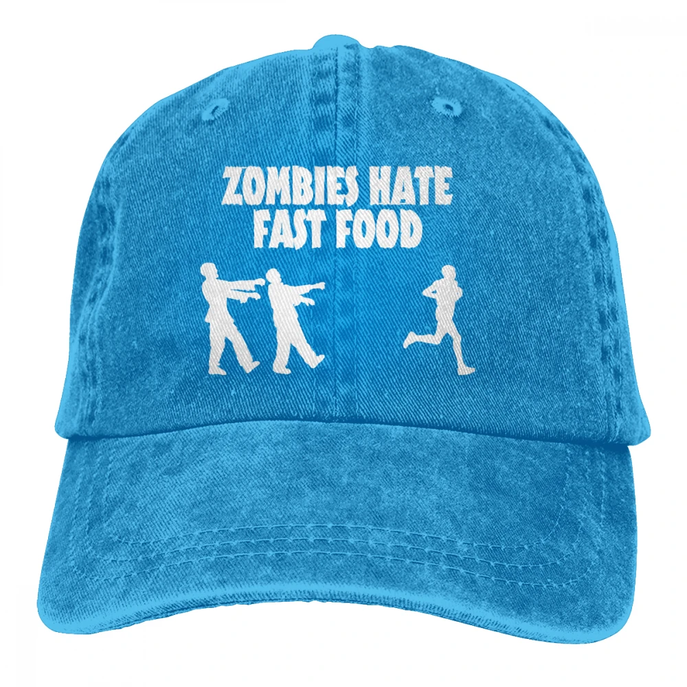Zombies Hate фаст-фуд Casquette черные унисекс Мужские Женские джинсовые бейсболка с ремешком кепки Регулируемый Гольф папа шляпа