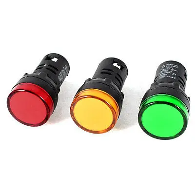 

3 Pcs AD16-22D/S Green Yellow Red LED Pilot Light Panel Indicator 22mm DC 12V