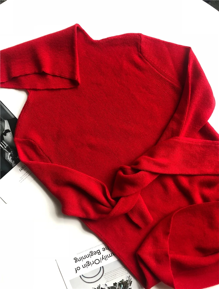 Женский свитер, Классический свитер, разноцветный, Одноцветный, с высоким воротником