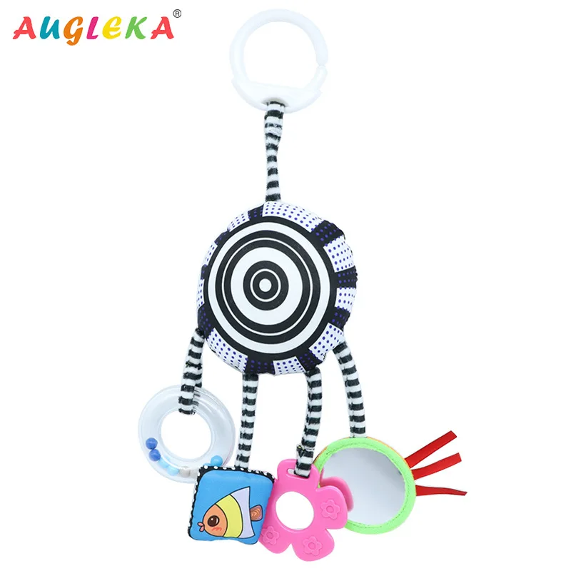 Augleka Infants черно-белая тканевая Автомобильная погремушка-погремушка для детской кровати, висячая Автомобильная клипса для детей 0-2 лет, детские игрушки