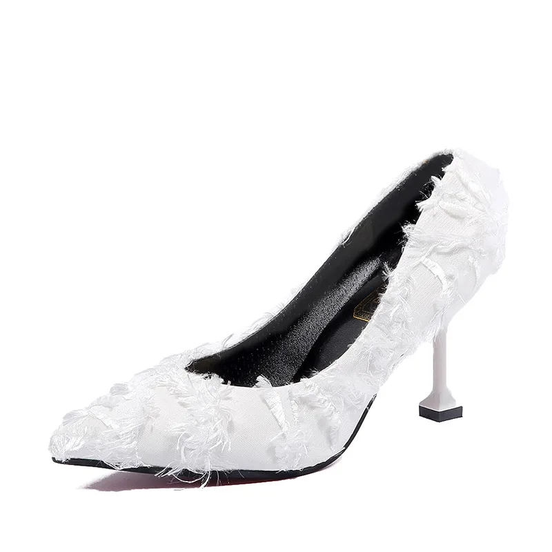 

2018 Autumn New Style High Heels Women's Thin Heeled Korean-style Pointed-Toe Versatile Tassels WOMEN'S Shoes Elegant Work Shoes