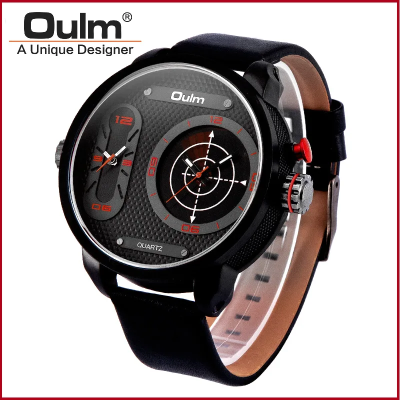 

Oulm 3221b Sporty MEN'S Watch Double Inserts Men's Dual Timezone Quartz Watch Men's Quartz Watch