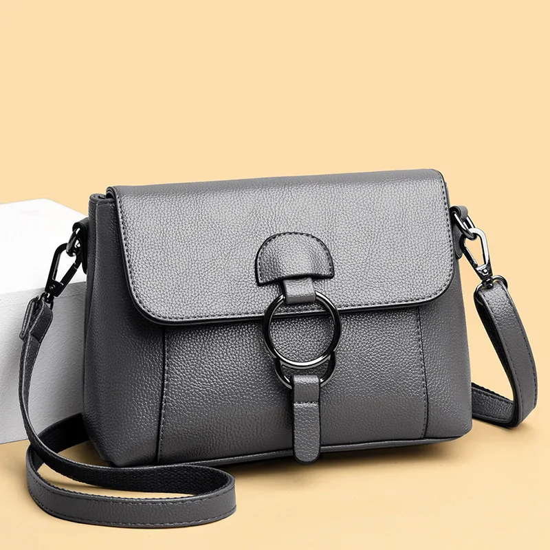 

2019 New Style WOMEN'S Leather Handbag Korean-style Fashion Shoulder Bag Simple Versatile Soft Leather Shoulder Mobile Phone Bag