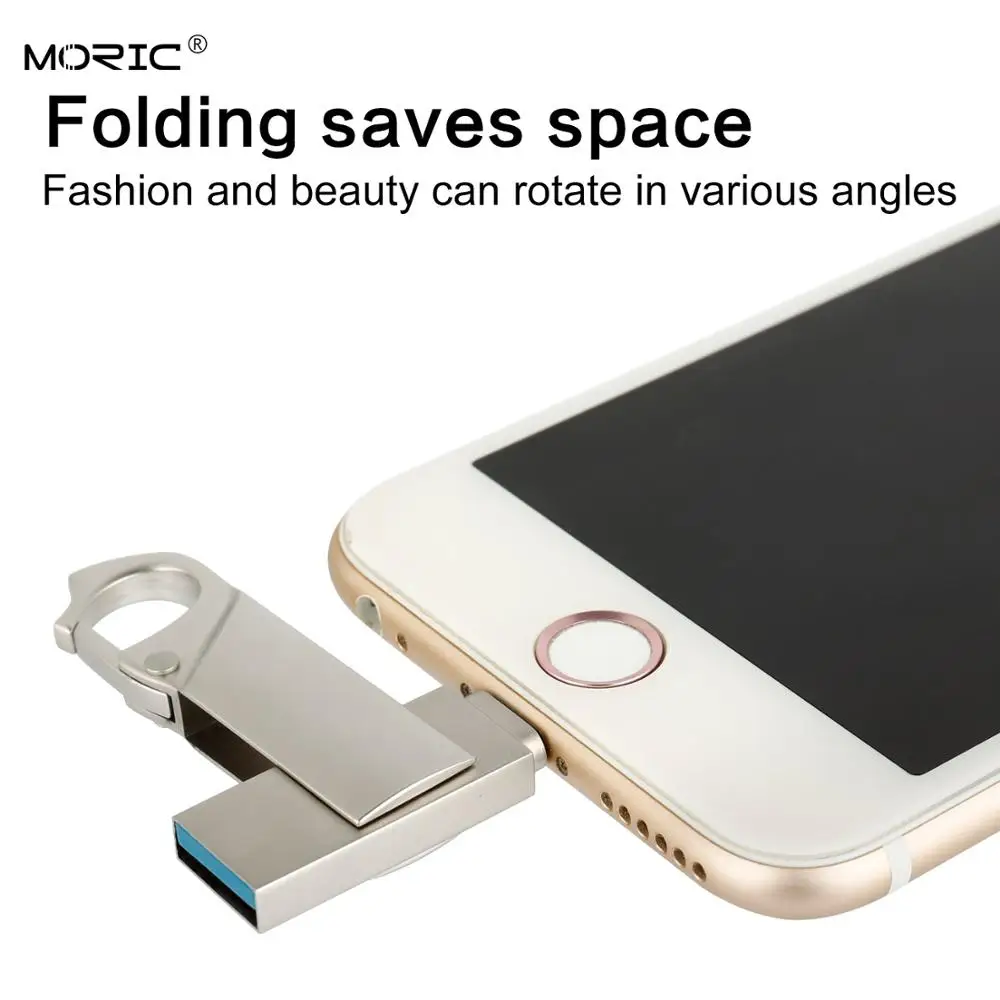 OTG USB флэш накопитель 8GB16G32G64G128G256GB для iPad iPhone 5S/6/6S/7/7plus/8/X/XS/XR 3in1 Флешка карта