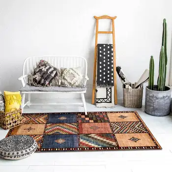 

Bohemian Fashion Moroccan Geometric Ethnic Style Living Room Bedroom Bedside Carpet Floor Mats