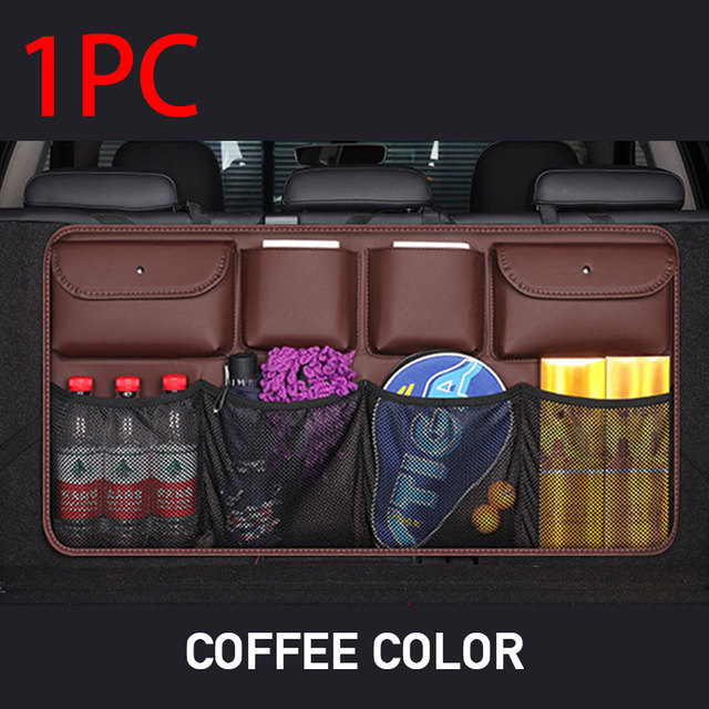 Leather Car Trunk Organizer Bag Rear Seat Back Storage Box Automobiles Interior Goods Universal Auto Trunk Organizer 8 Pocket