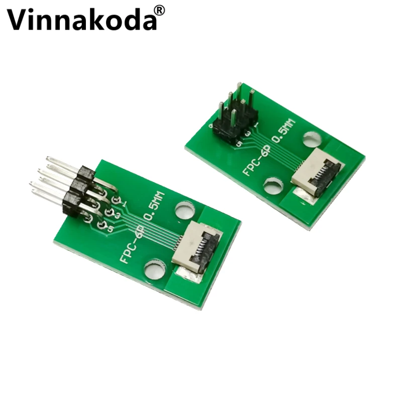 FFC FPC Adapter Board 2PCS FFC/FPC adapter board 0.5MM-6P to 2.54MM welded 0.5MM-6P flip-top connector Welded straight and bent pin headers