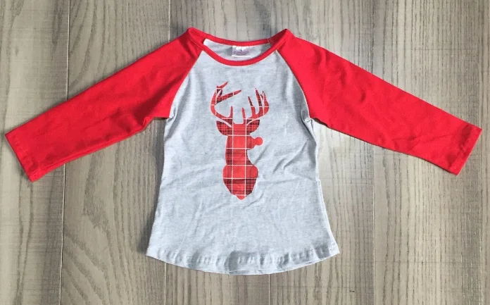 baby grey Осенне-зимние наряды для маленьких девочек, хлопковая одежда с изображением винного горчицы, коровы, тыквы, оленя, мамы и меня детская одежда хлопковый бутик-топ - Цвет: baby grey